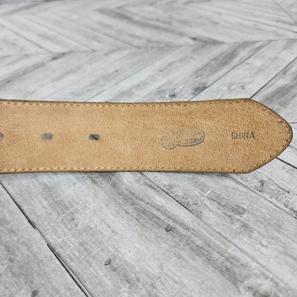 Justin Cowhide Leather Belt Brown Western Tooling Mens 42 NO BUCKLE Cowboy Rodeo - Picture 4 of 9
